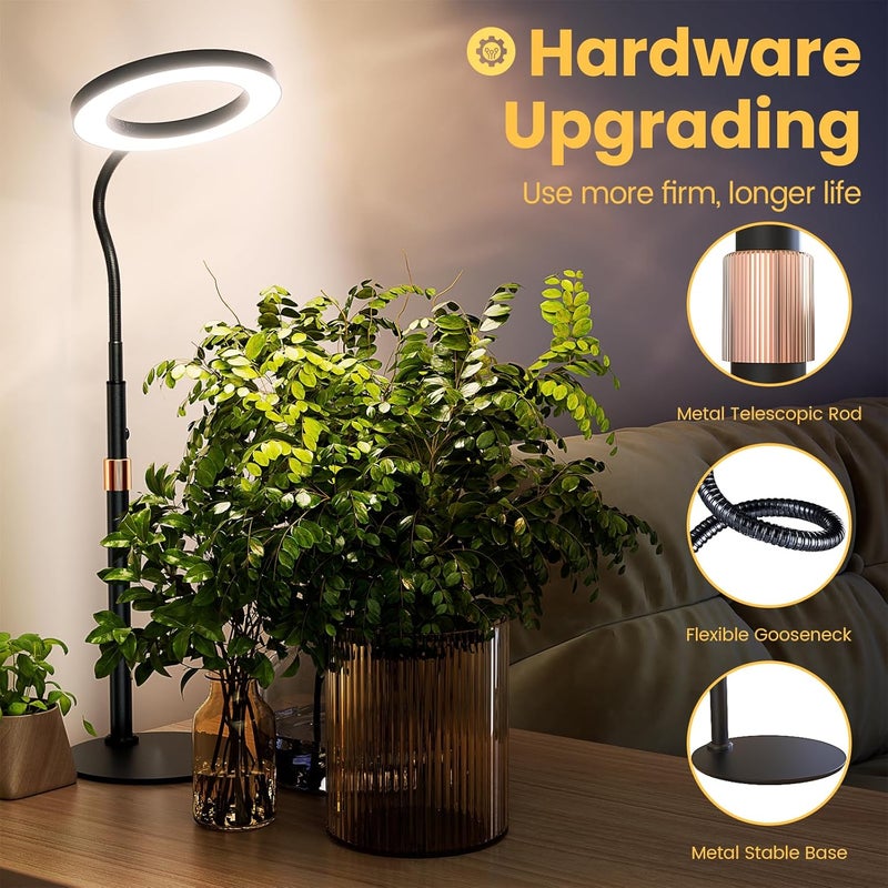 bseah Grow Light, LED Plant Light for Indoor Plants Growing, Full Spectrum Desk Grow Lamp with Pedestal, Automatic Timer for 3H/9H/12H, 10 Dimmable Levels, Height Adjustable - Image 4